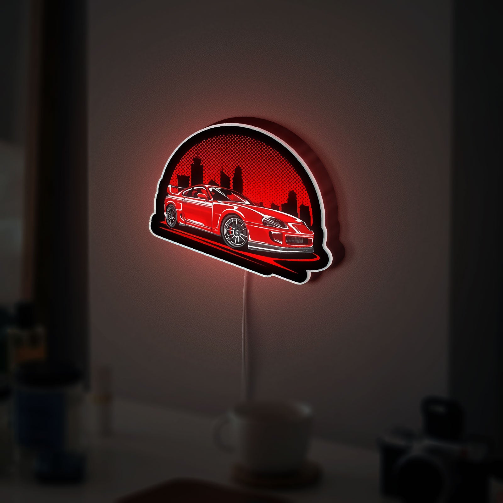 Toyota Supra MK4 3D Light Box - JDM Car LED Night Light, Japanese Automotive Decor for Car Enthusiasts & Racing Fans 