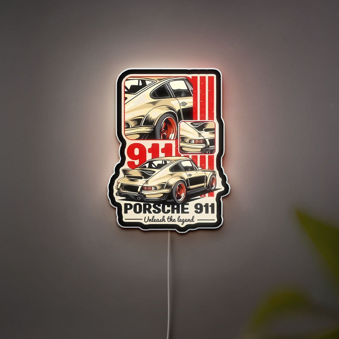 Porsche 911 Unleash The Legend 3D Light Box - Supercar LED Night Light, Automotive Decor for Car Enthusiasts 