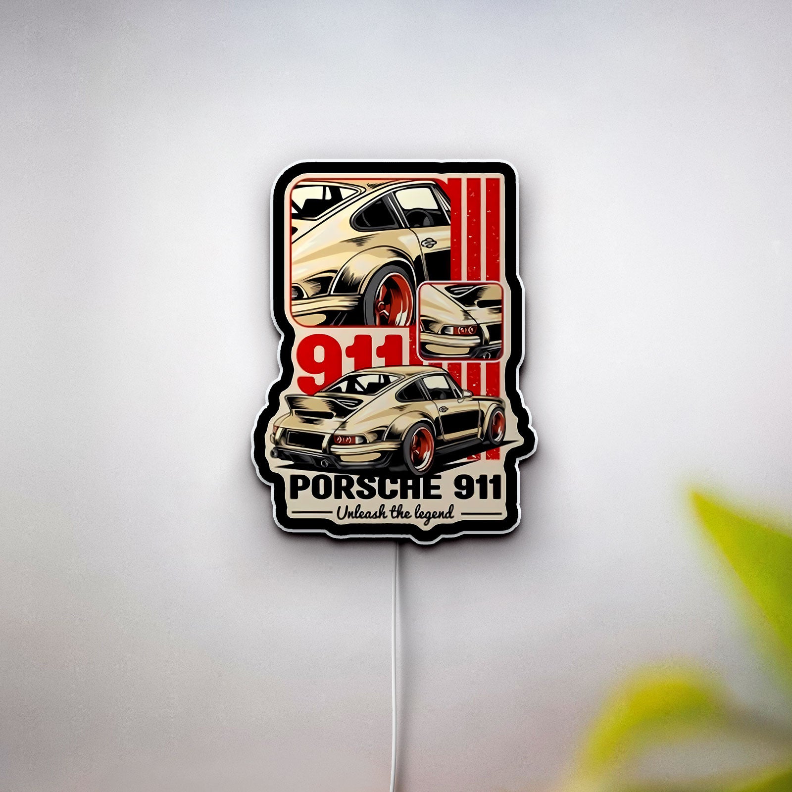 Porsche 911 Unleash The Legend 3D Light Box - Supercar LED Night Light, Automotive Decor for Car Enthusiasts 