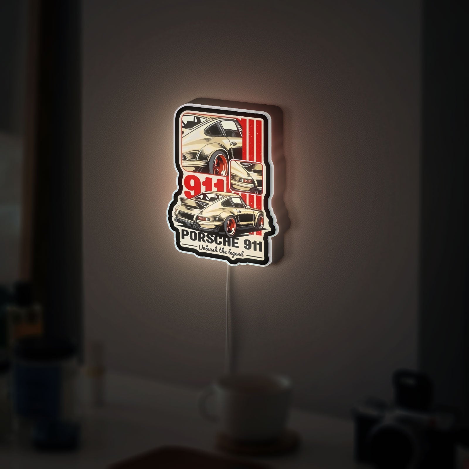 Porsche 911 Unleash The Legend 3D Light Box - Supercar LED Night Light, Automotive Decor for Car Enthusiasts 