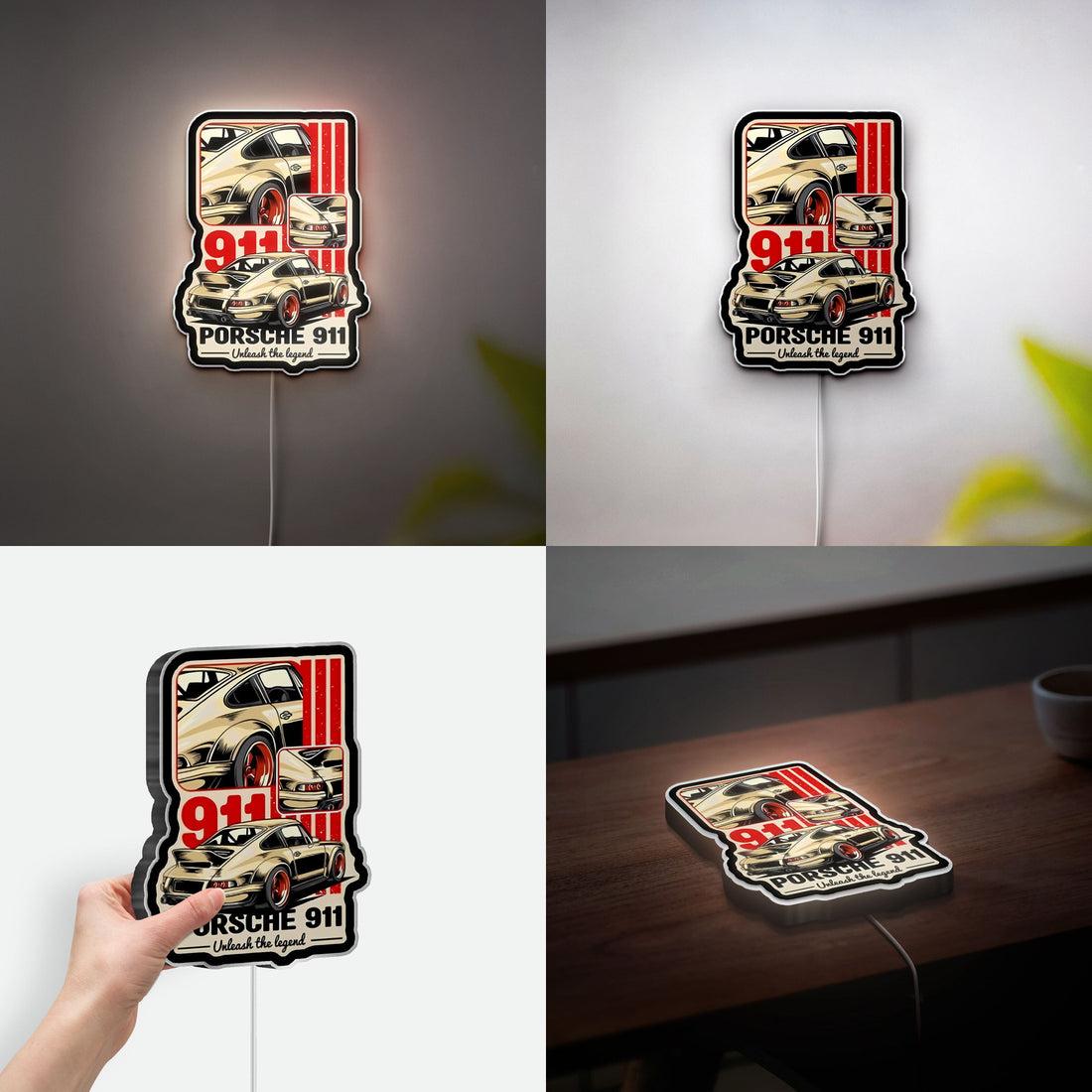 Porsche 911 Unleash The Legend 3D Light Box - Supercar LED Night Light, Automotive Decor for Car Enthusiasts 