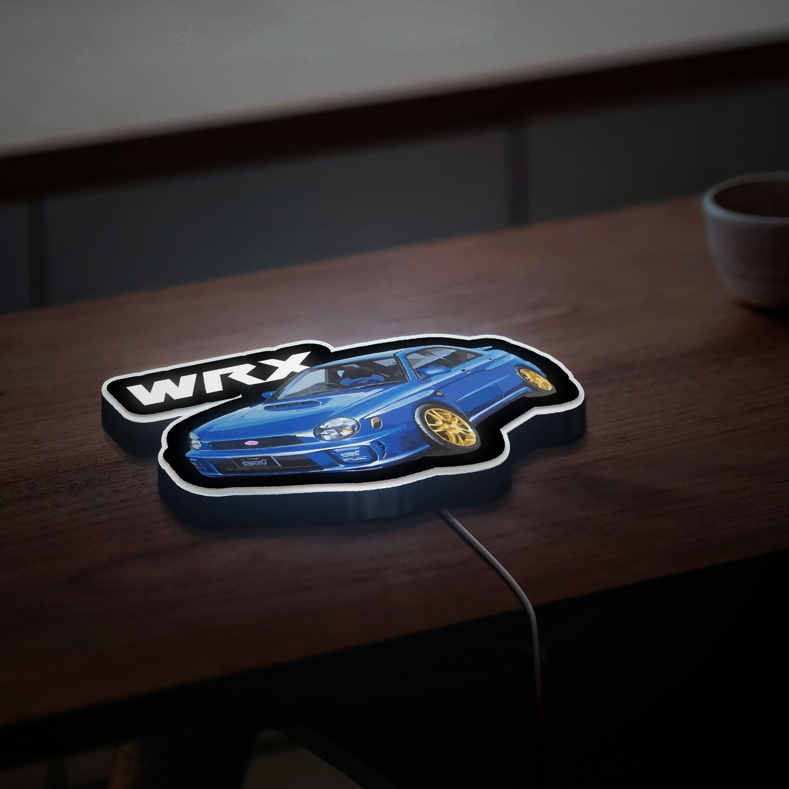 Subaru Impreza WRX STi 3D Light Box - JDM Car Enthusiast LED Night Light, Bugeye 2001 Model Decor for Automotive Fans
