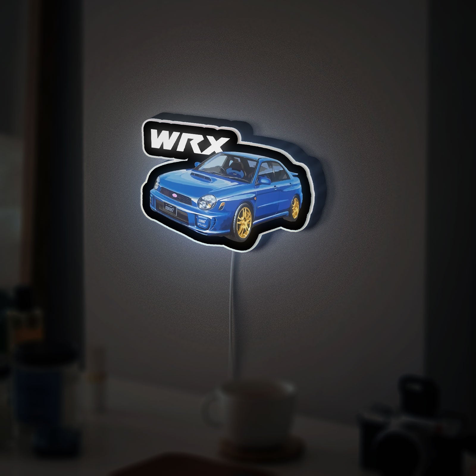 Subaru Impreza WRX STi 3D Light Box - JDM Car Enthusiast LED Night Light, Bugeye 2001 Model Decor for Automotive Fans
