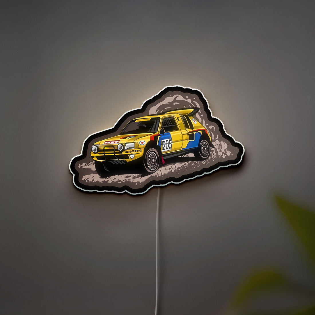 Peugeot 205 Turbo 16 Rally 3D Light Box - Paris-Dakar 1987 Inspired LED Night Light, Vintage Car Decor for Motorsport Fans 