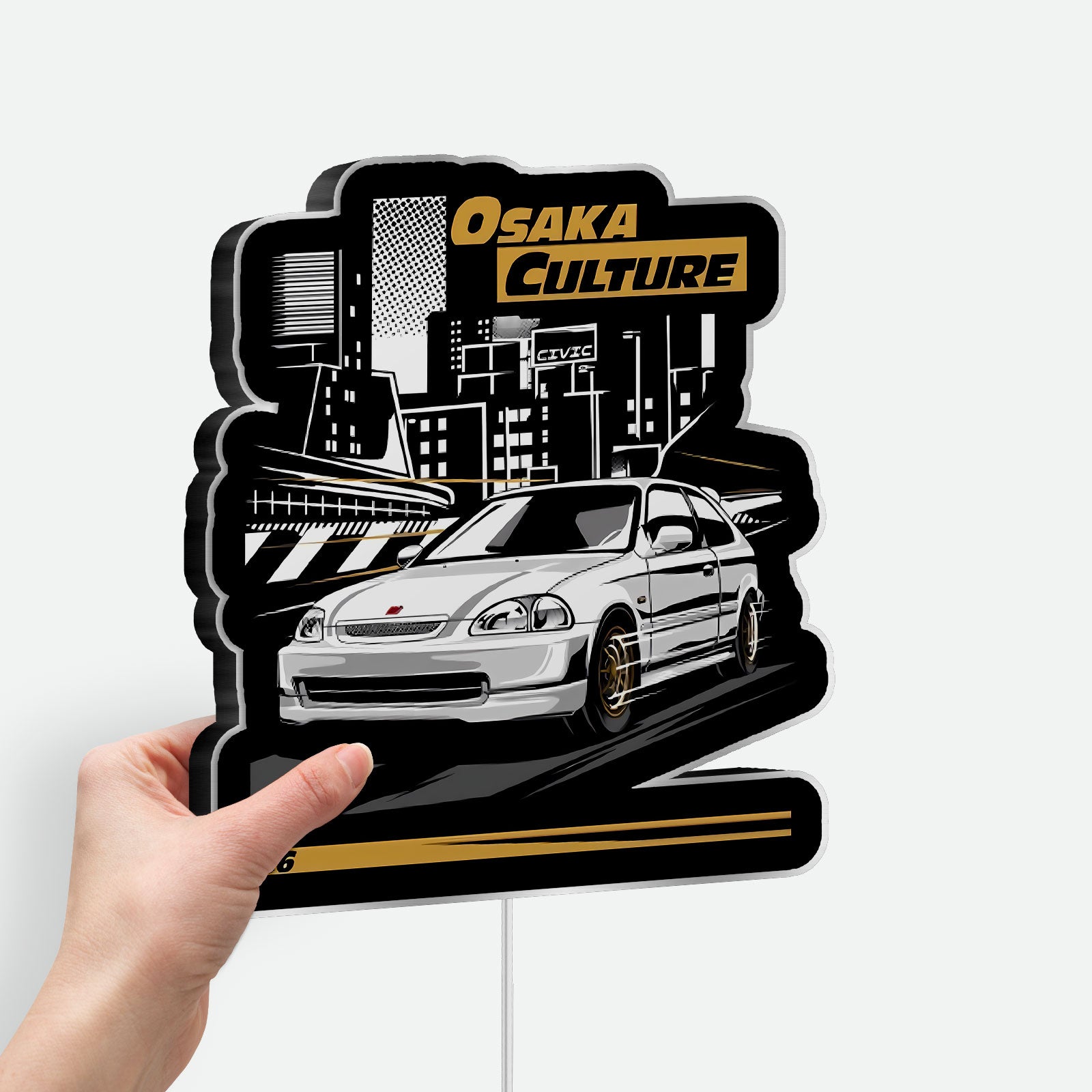 Kanjo Street Racer 3D Light Box - JDM Honda Civic LED Night Light, Japanese Car Culture Decor for Auto Enthusiasts 