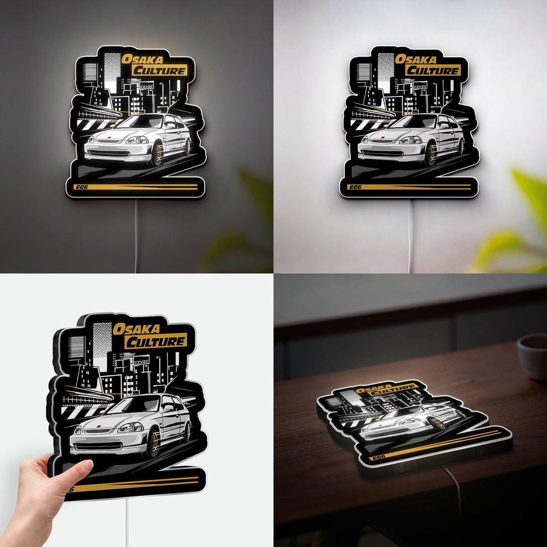 Kanjo Street Racer 3D Light Box - JDM Honda Civic LED Night Light, Japanese Car Culture Decor for Auto Enthusiasts 