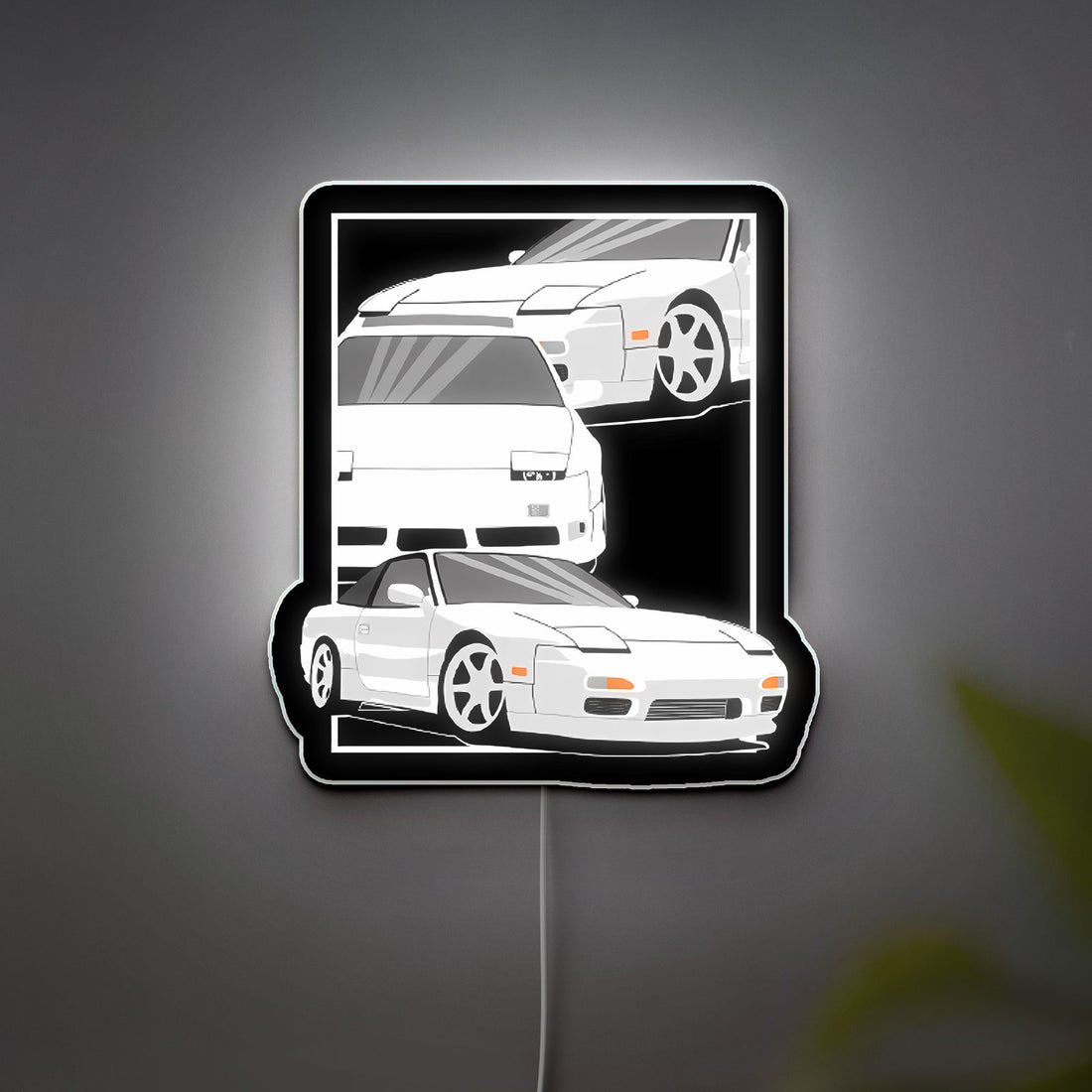 Nissan 240SX JDM 3D Light Box - Japanese Drift Car LED Night Light, Anime Style Automotive Decor for Car Enthusiasts 