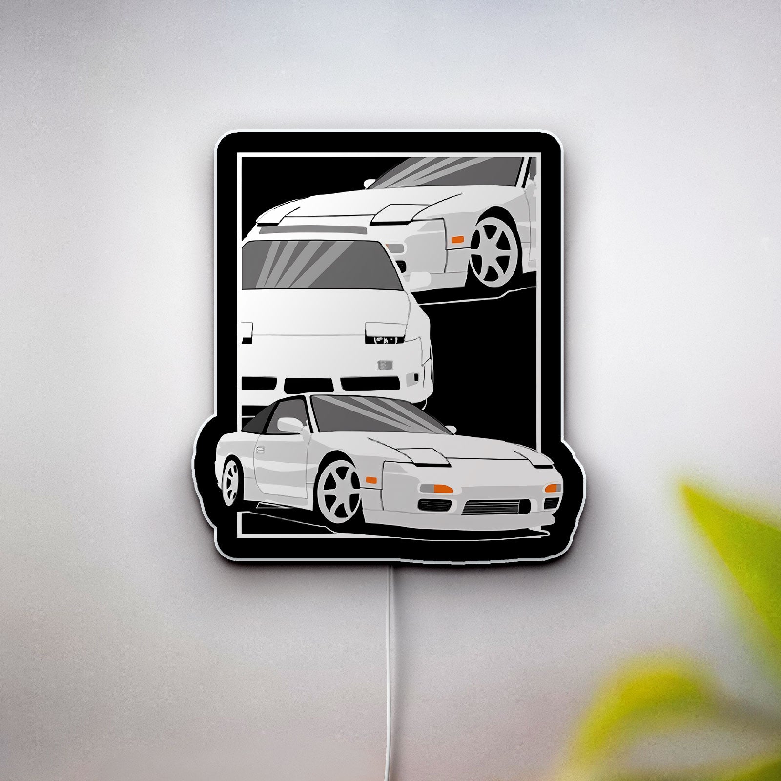 Nissan 240SX JDM 3D Light Box - Japanese Drift Car LED Night Light, Anime Style Automotive Decor for Car Enthusiasts 