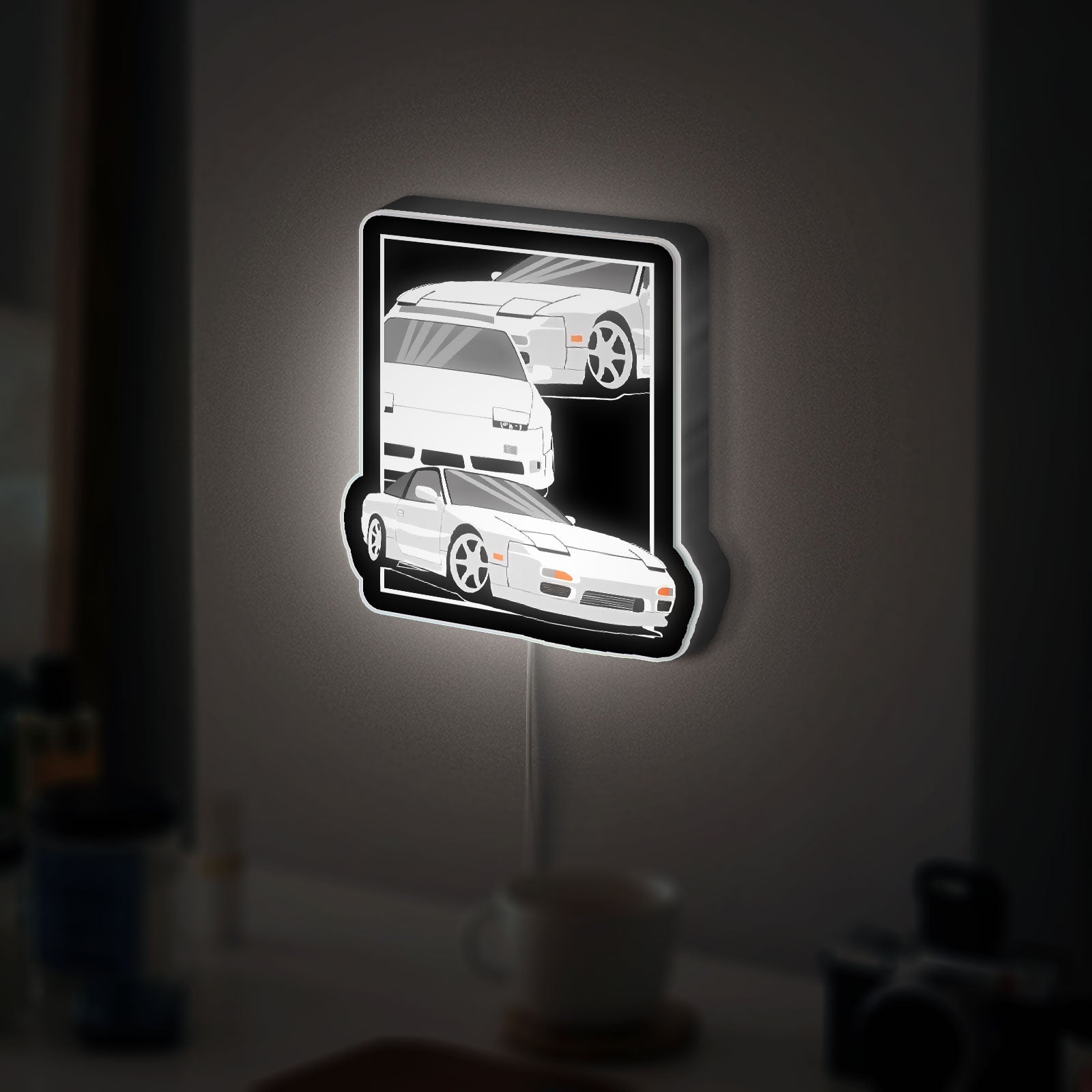 Nissan 240SX JDM 3D Light Box - Japanese Drift Car LED Night Light, Anime Style Automotive Decor for Car Enthusiasts 