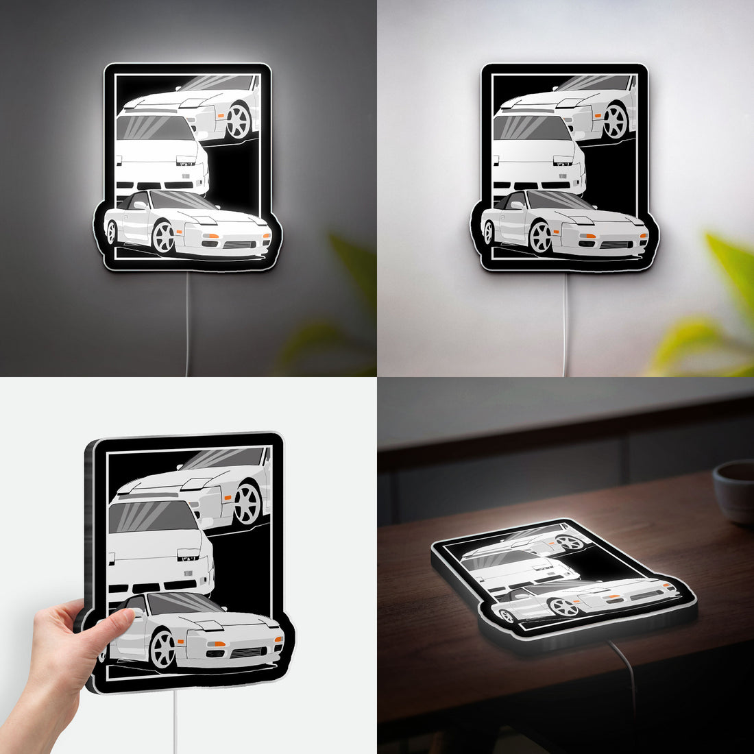 Nissan 240SX JDM 3D Light Box - Japanese Drift Car LED Night Light, Anime Style Automotive Decor for Car Enthusiasts 