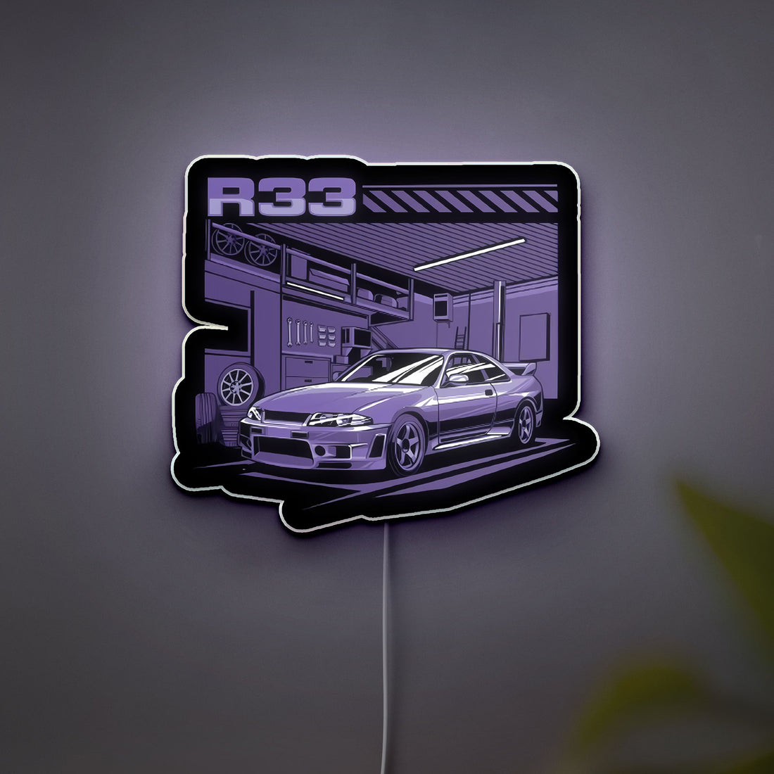 Nissan Skyline R33 3D Light Box - JDM Car LED Night Light, Japanese Street Racing Decor for Car Enthusiasts 