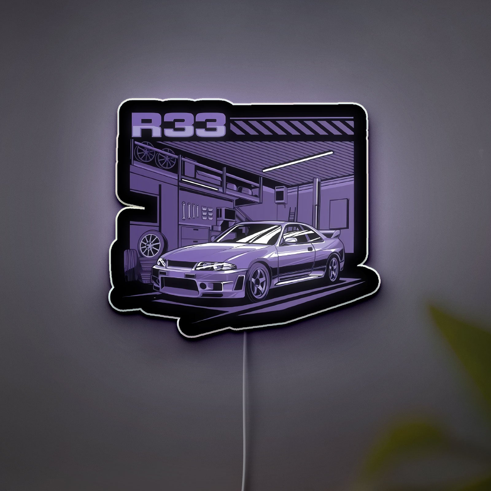 Nissan Skyline R33 3D Light Box - JDM Car LED Night Light, Japanese Street Racing Decor for Car Enthusiasts 