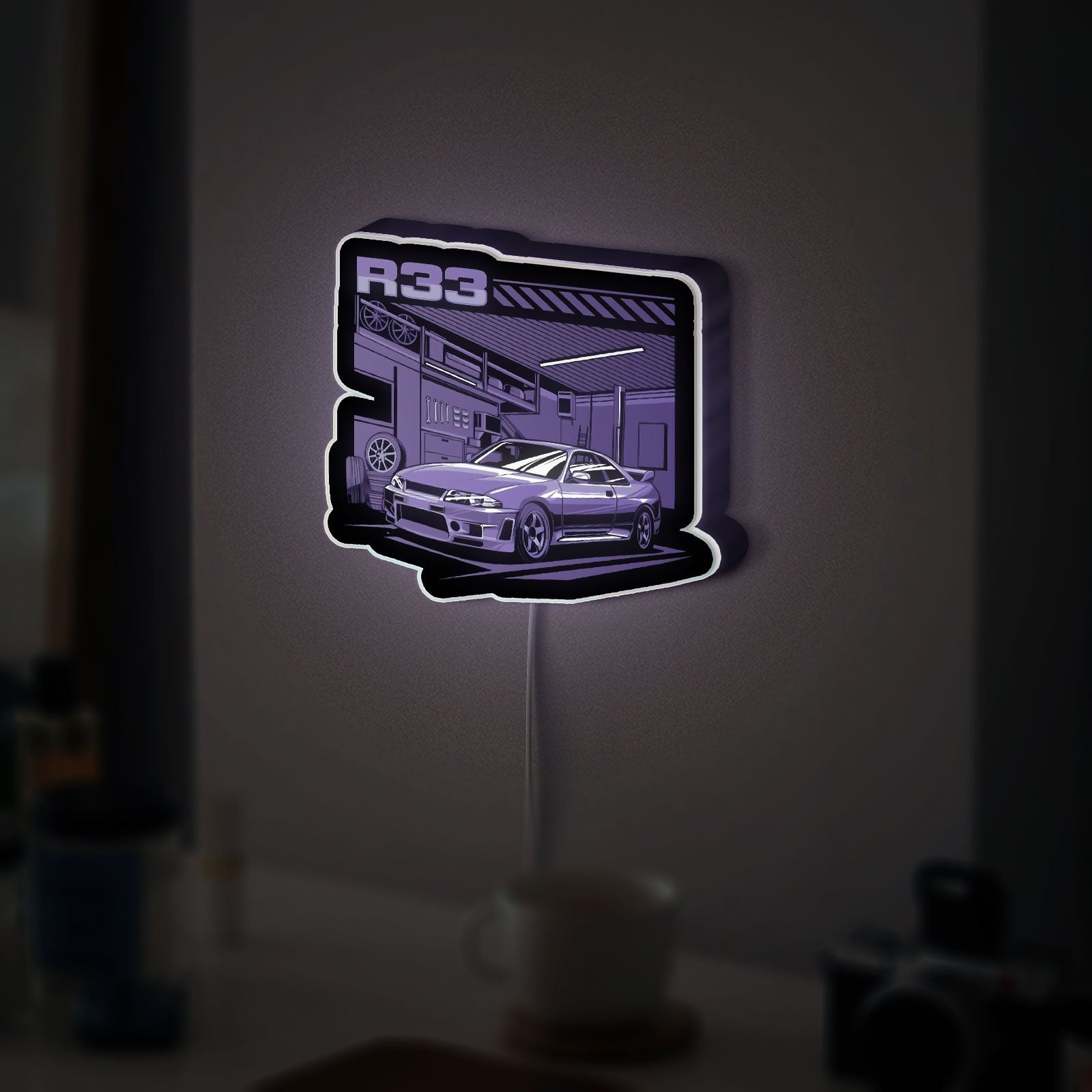 Nissan Skyline R33 3D Light Box - JDM Car LED Night Light, Japanese Street Racing Decor for Car Enthusiasts 
