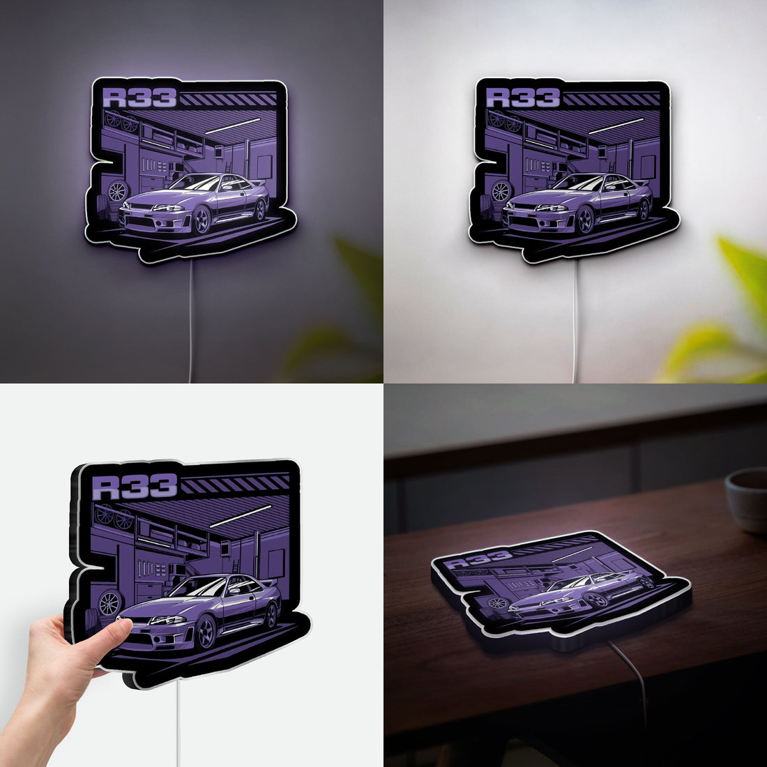 Nissan Skyline R33 3D Light Box - JDM Car LED Night Light, Japanese Street Racing Decor for Car Enthusiasts 