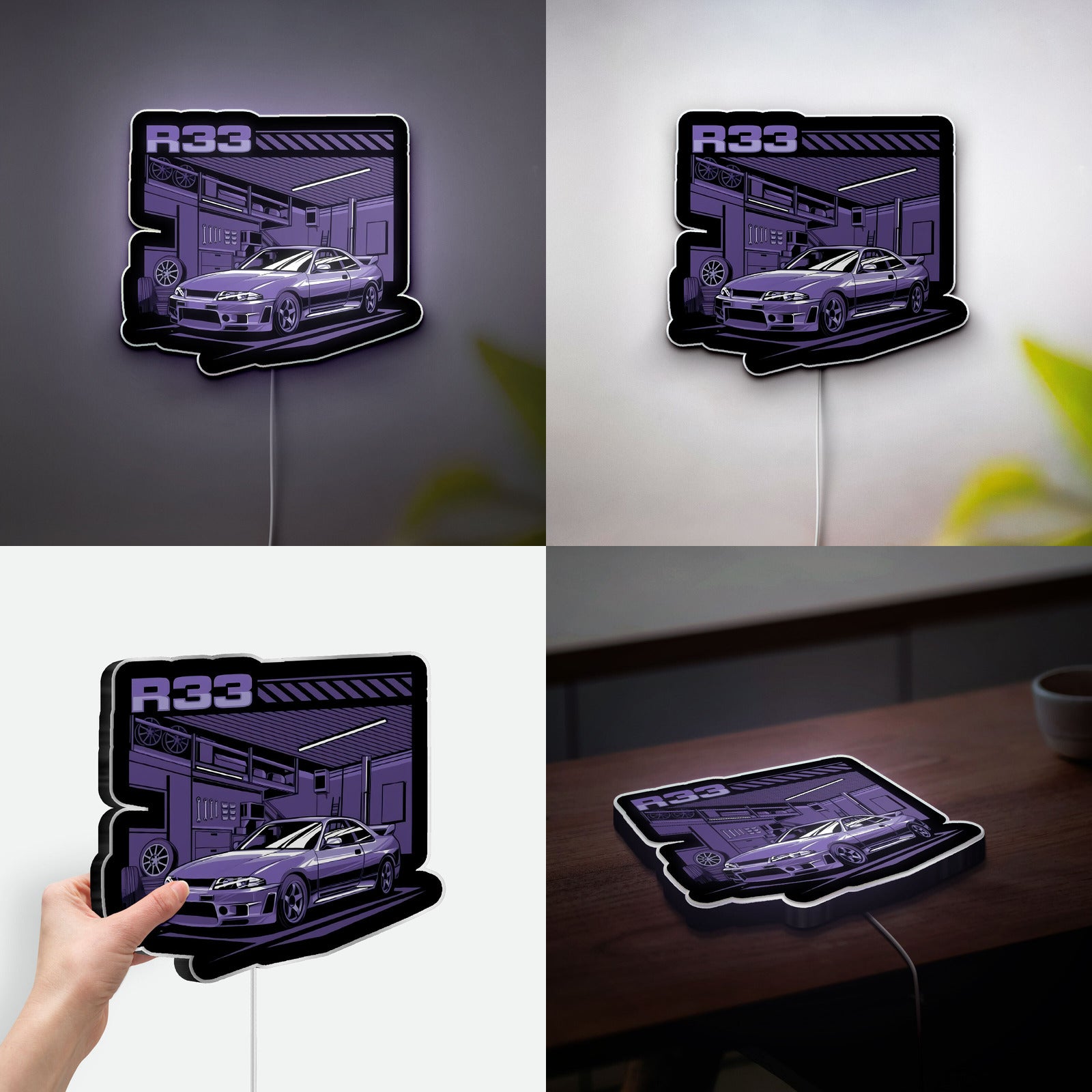 Nissan Skyline R33 3D Light Box - JDM Car LED Night Light, Japanese Street Racing Decor for Car Enthusiasts 