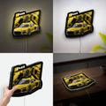 Street Racing Car 3D Light Box - Yellow Sports Car LED Night Light, Auto Show Decor for Car Enthusiasts & Racing Fans 