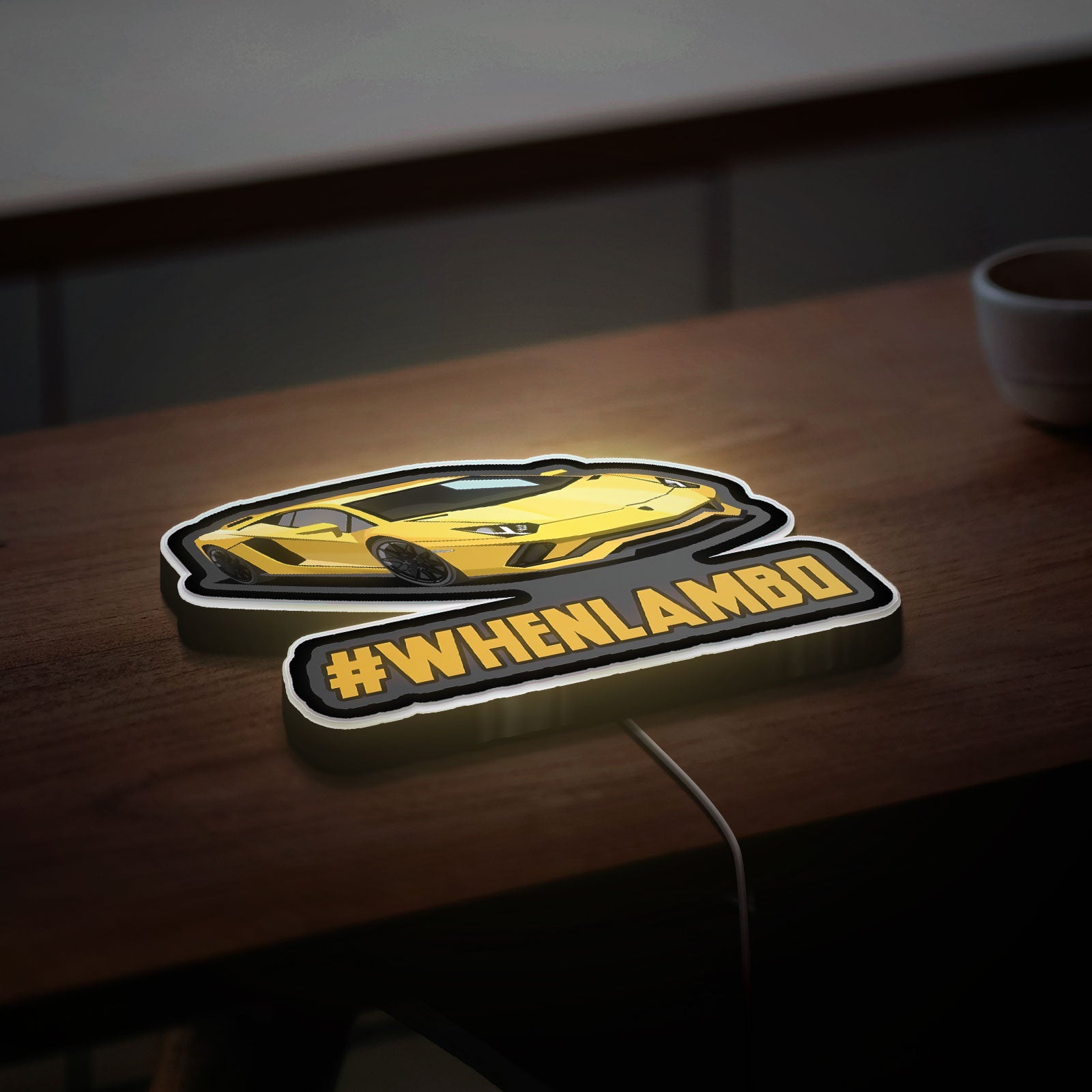 Lamborghini Sports Car 3D Light Box - Cool Cartoon LED Night Light, Racing Themed Room Decor for Car Enthusiasts 