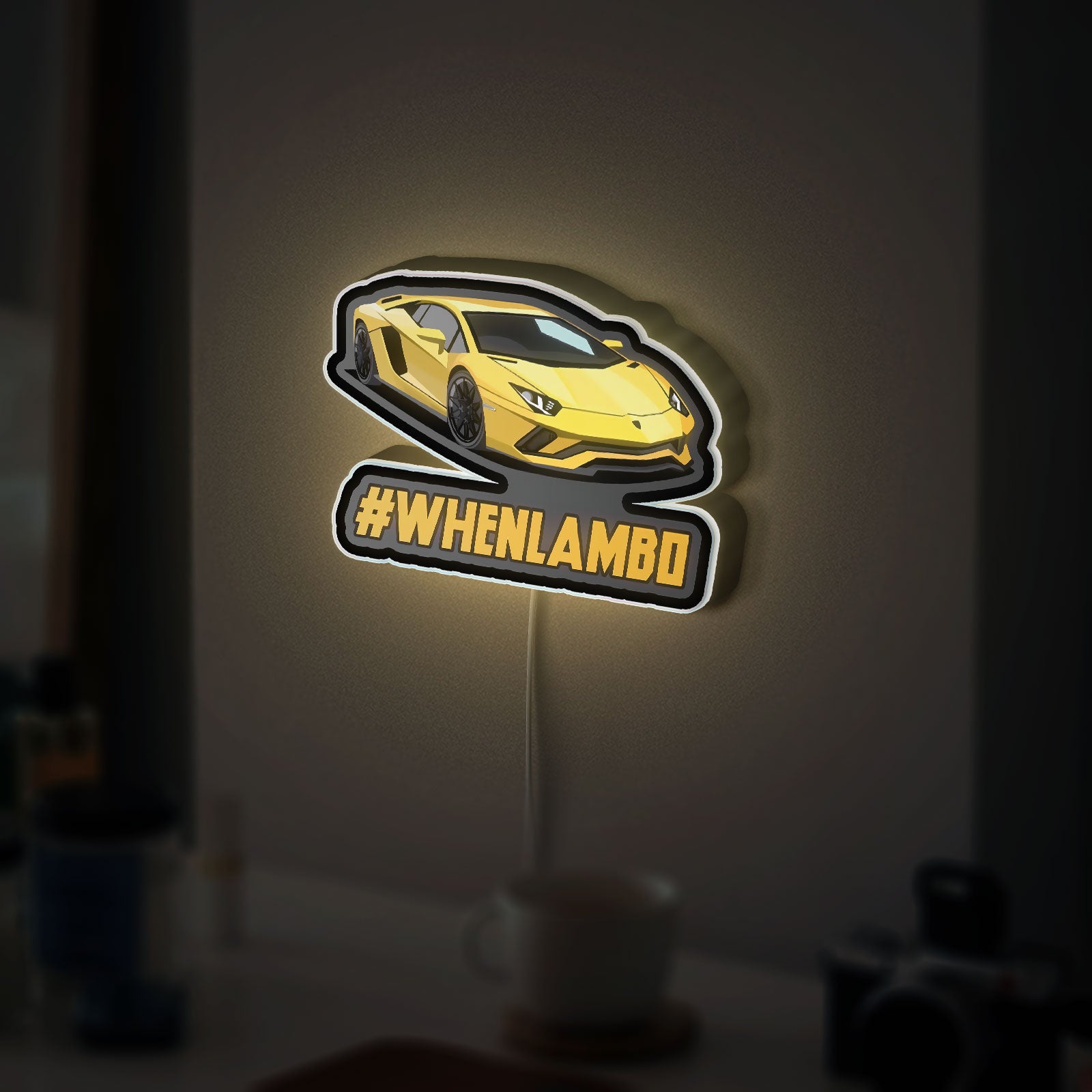 Lamborghini Sports Car 3D Light Box - Cool Cartoon LED Night Light, Racing Themed Room Decor for Car Enthusiasts 