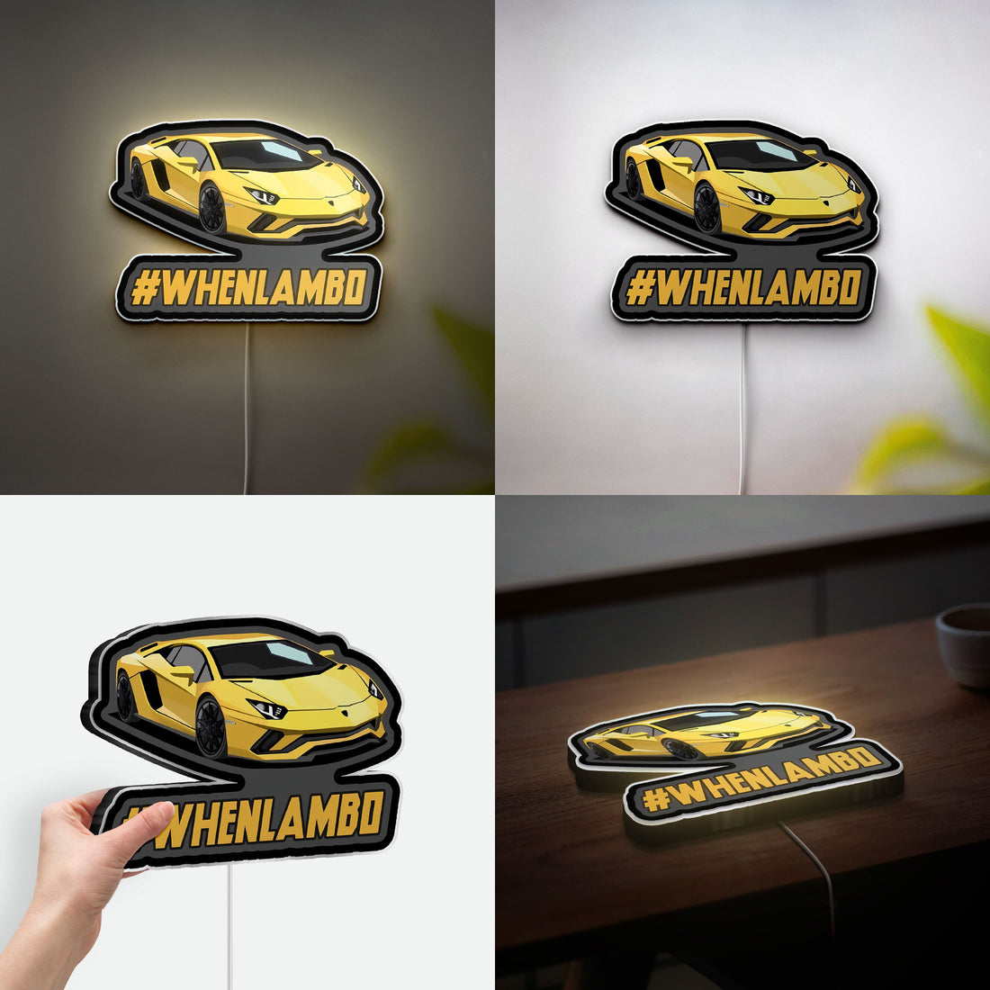 Lamborghini Sports Car 3D Light Box - Cool Cartoon LED Night Light, Racing Themed Room Decor for Car Enthusiasts 