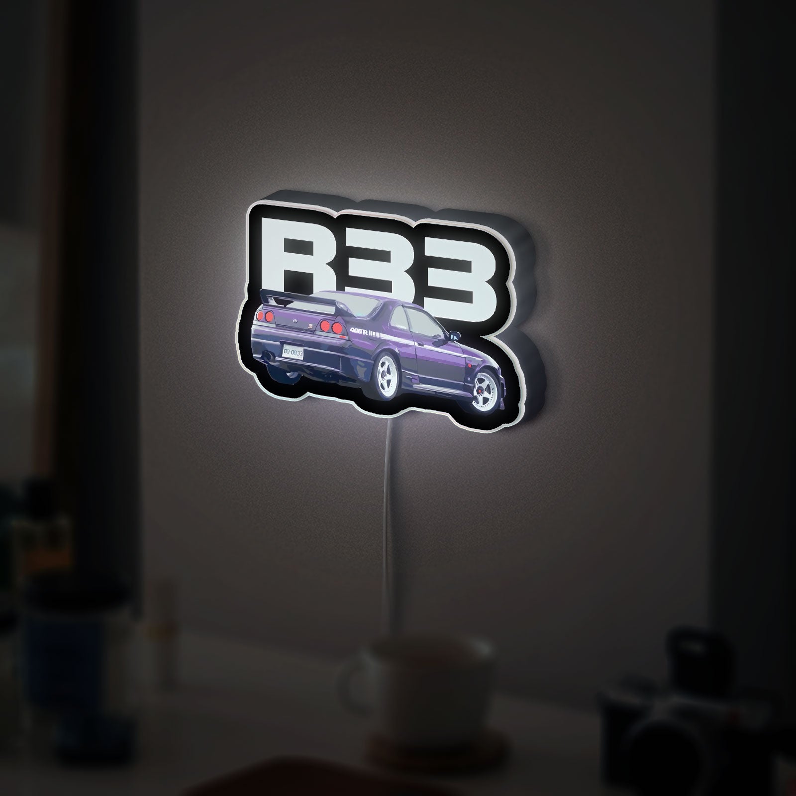 JDM Skyline GTR R33 400R NISMO 3D Light Box - Japanese Car LED Night Light, Automotive Decor for Nissan Enthusiasts 