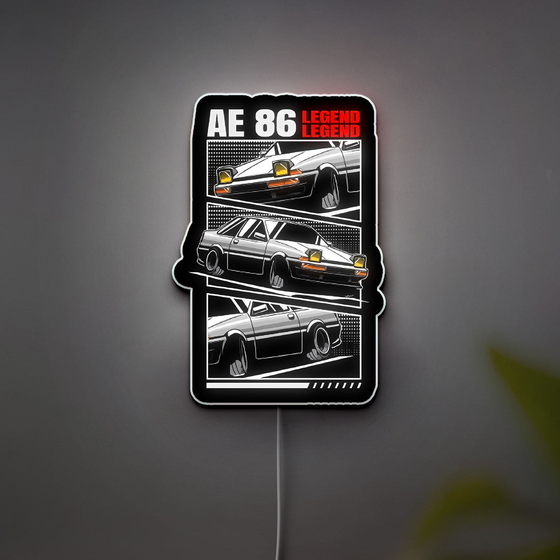 Toyota AE86 3D Light Box - Retro JDM Car LED Night Light, 80s Anime Style Wall Decor for Initial D & Drifting Fans 