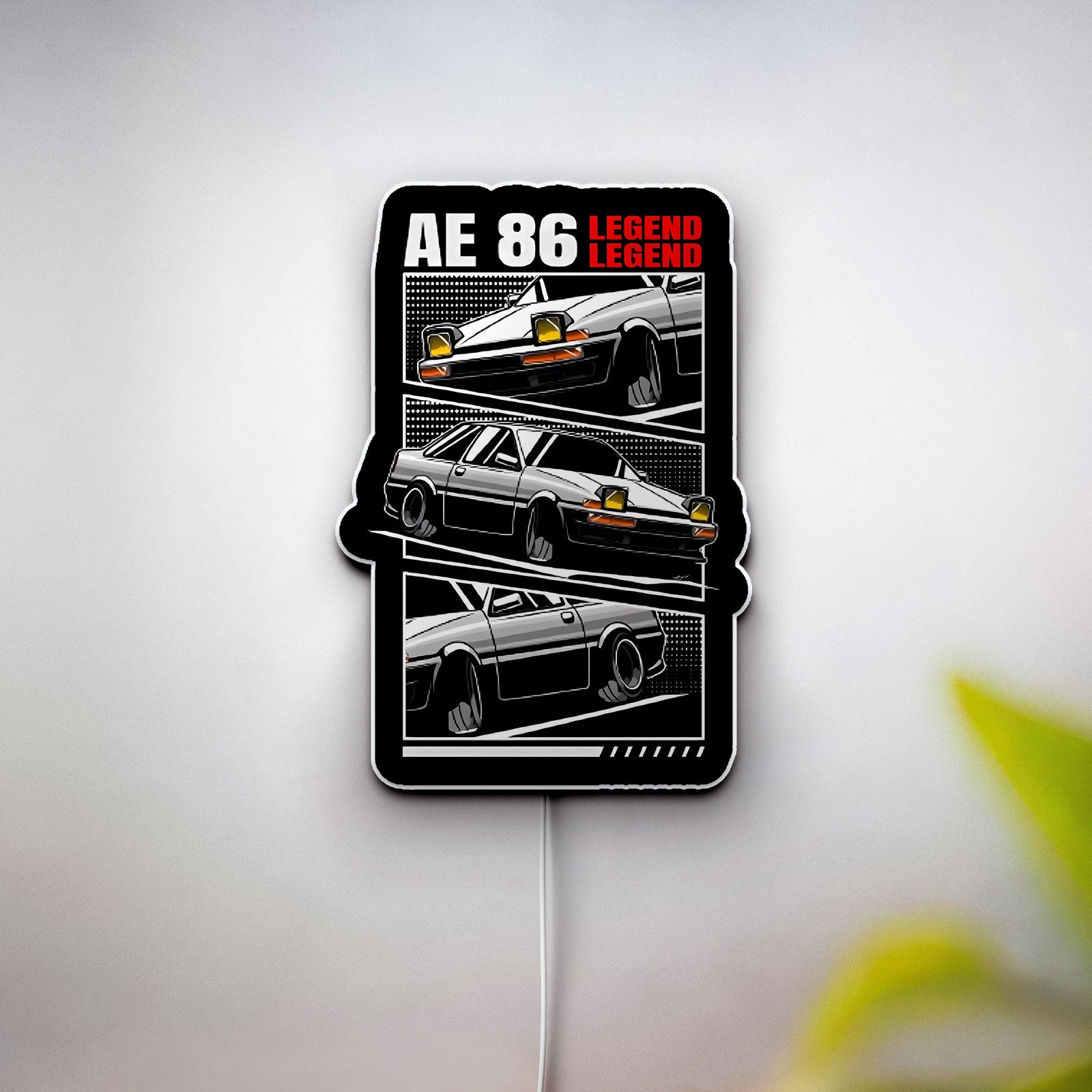 Toyota AE86 3D Light Box - Retro JDM Car LED Night Light, 80s Anime Style Wall Decor for Initial D & Drifting Fans 