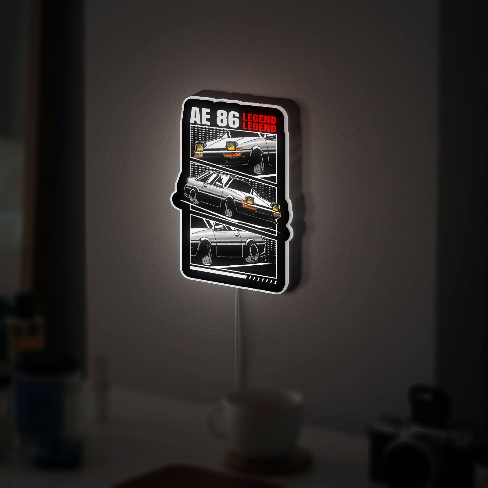 Toyota AE86 3D Light Box - Retro JDM Car LED Night Light, 80s Anime Style Wall Decor for Initial D & Drifting Fans 