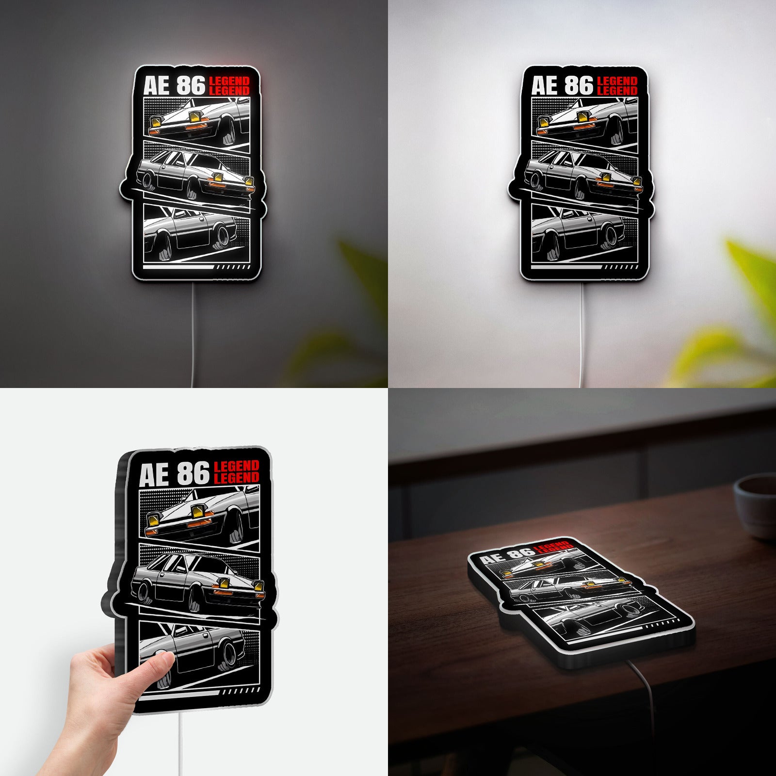Toyota AE86 3D Light Box - Retro JDM Car LED Night Light, 80s Anime Style Wall Decor for Initial D & Drifting Fans 