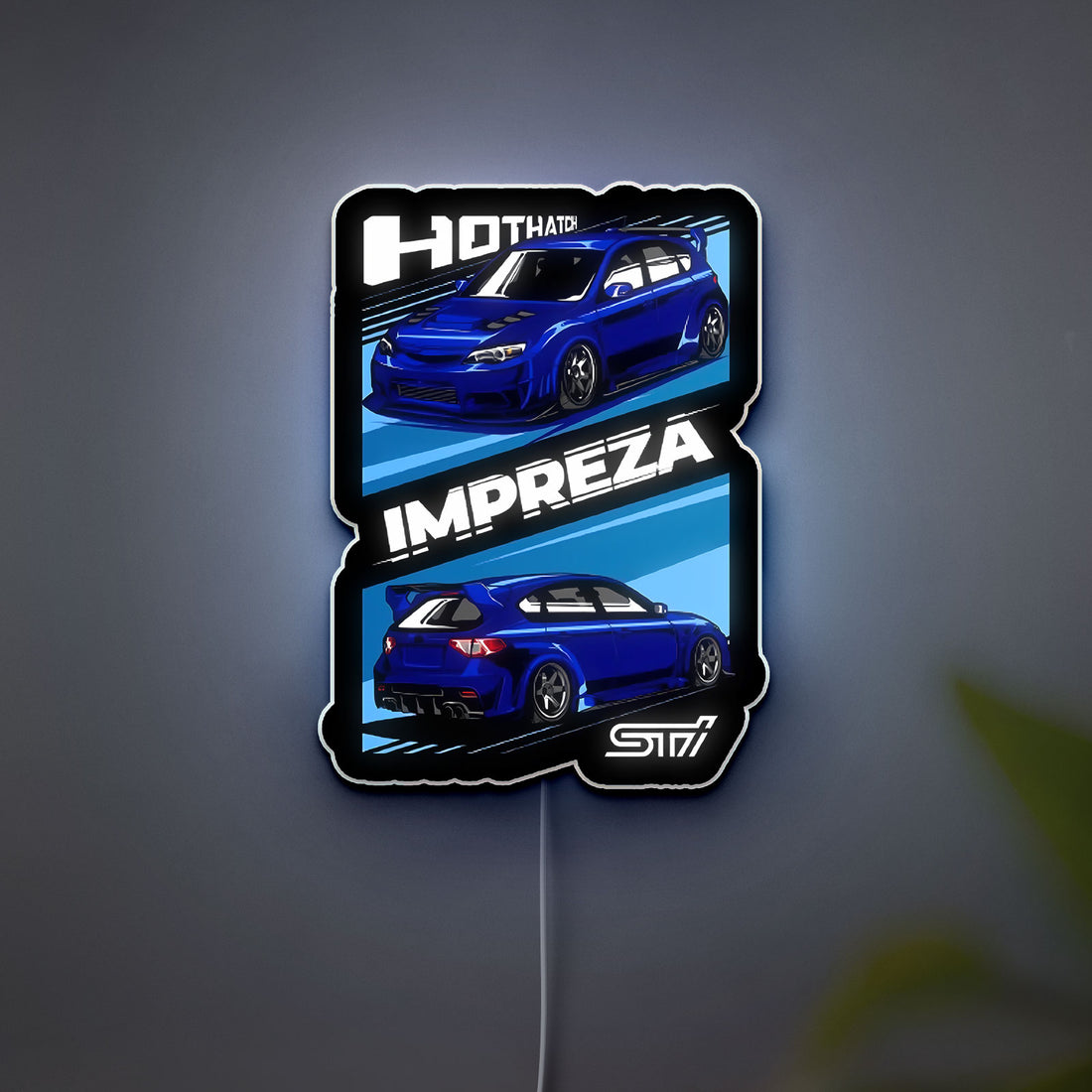 Subaru WRX STi 3D Light Box - JDM Car Art LED Night Light, Automotive Decor for Car Enthusiasts & Racing Fans 