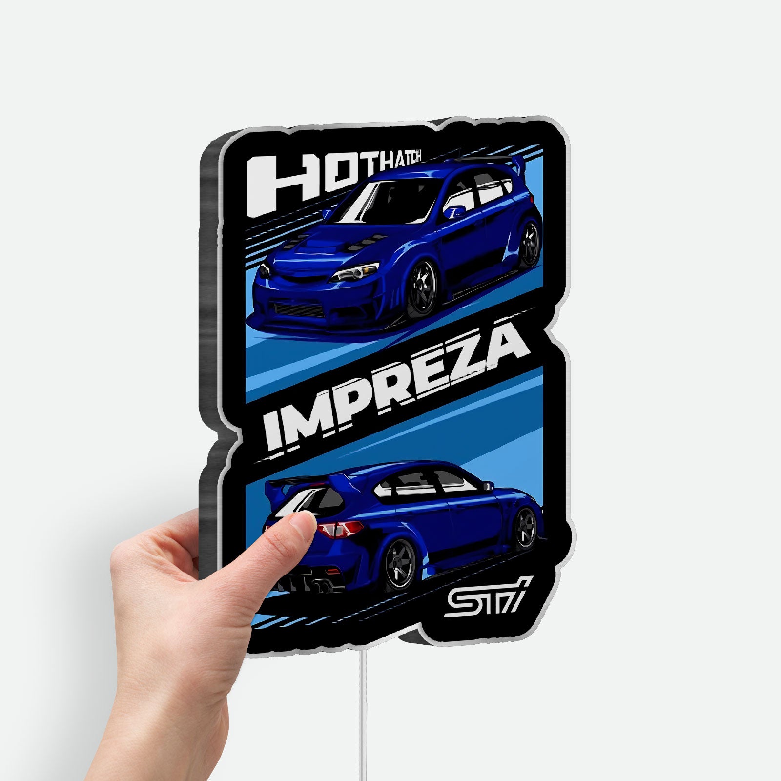 Subaru WRX STi 3D Light Box - JDM Car Art LED Night Light, Automotive Decor for Car Enthusiasts & Racing Fans 