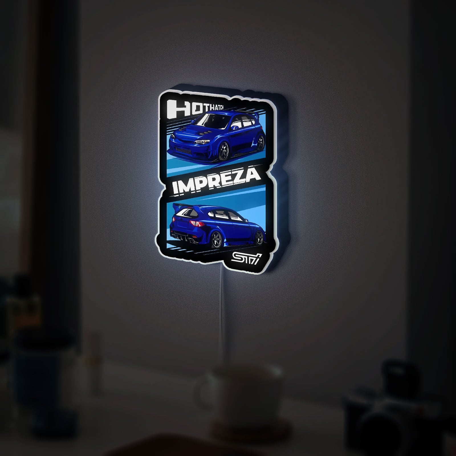 Subaru WRX STi 3D Light Box - JDM Car Art LED Night Light, Automotive Decor for Car Enthusiasts & Racing Fans 