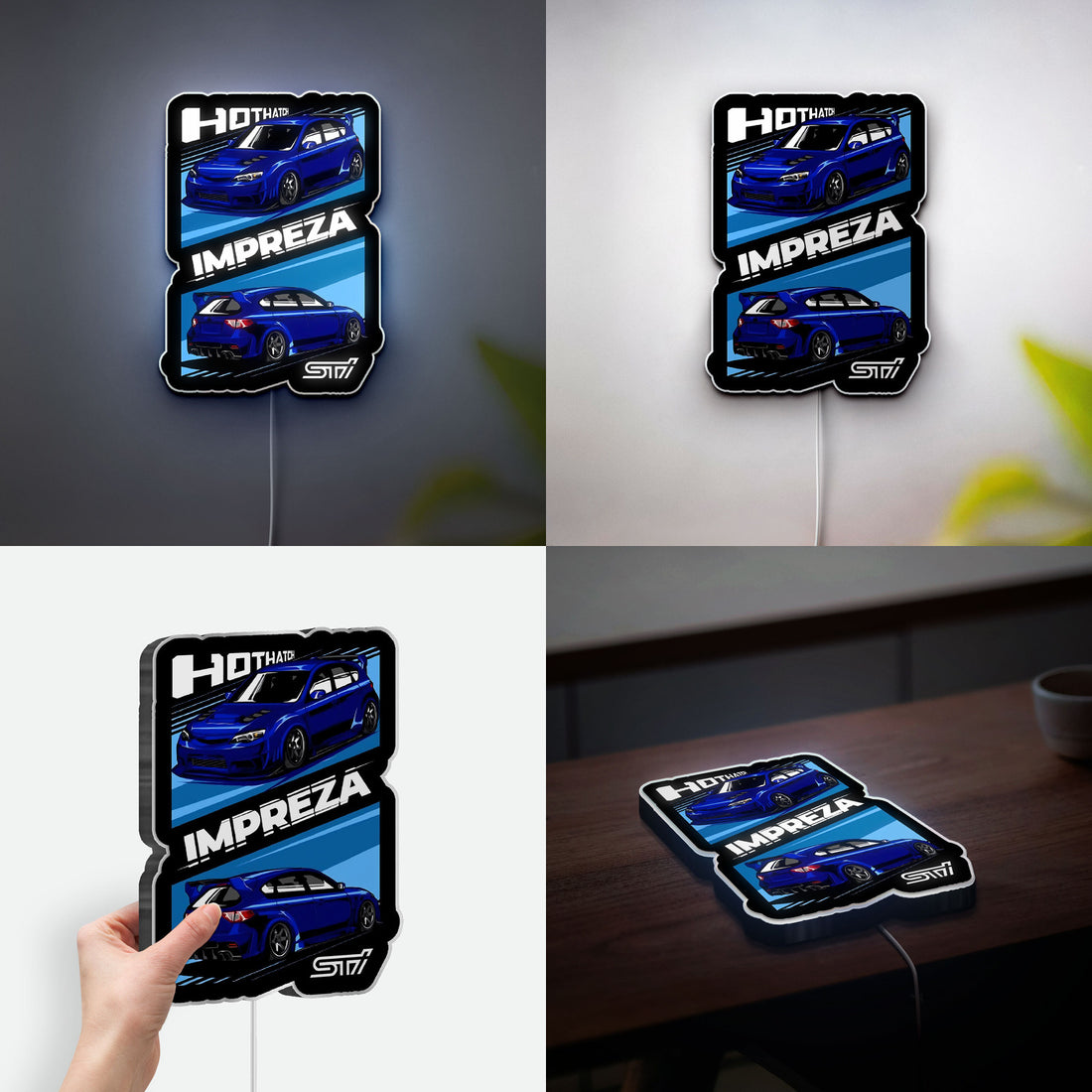 Subaru WRX STi 3D Light Box - JDM Car Art LED Night Light, Automotive Decor for Car Enthusiasts & Racing Fans 