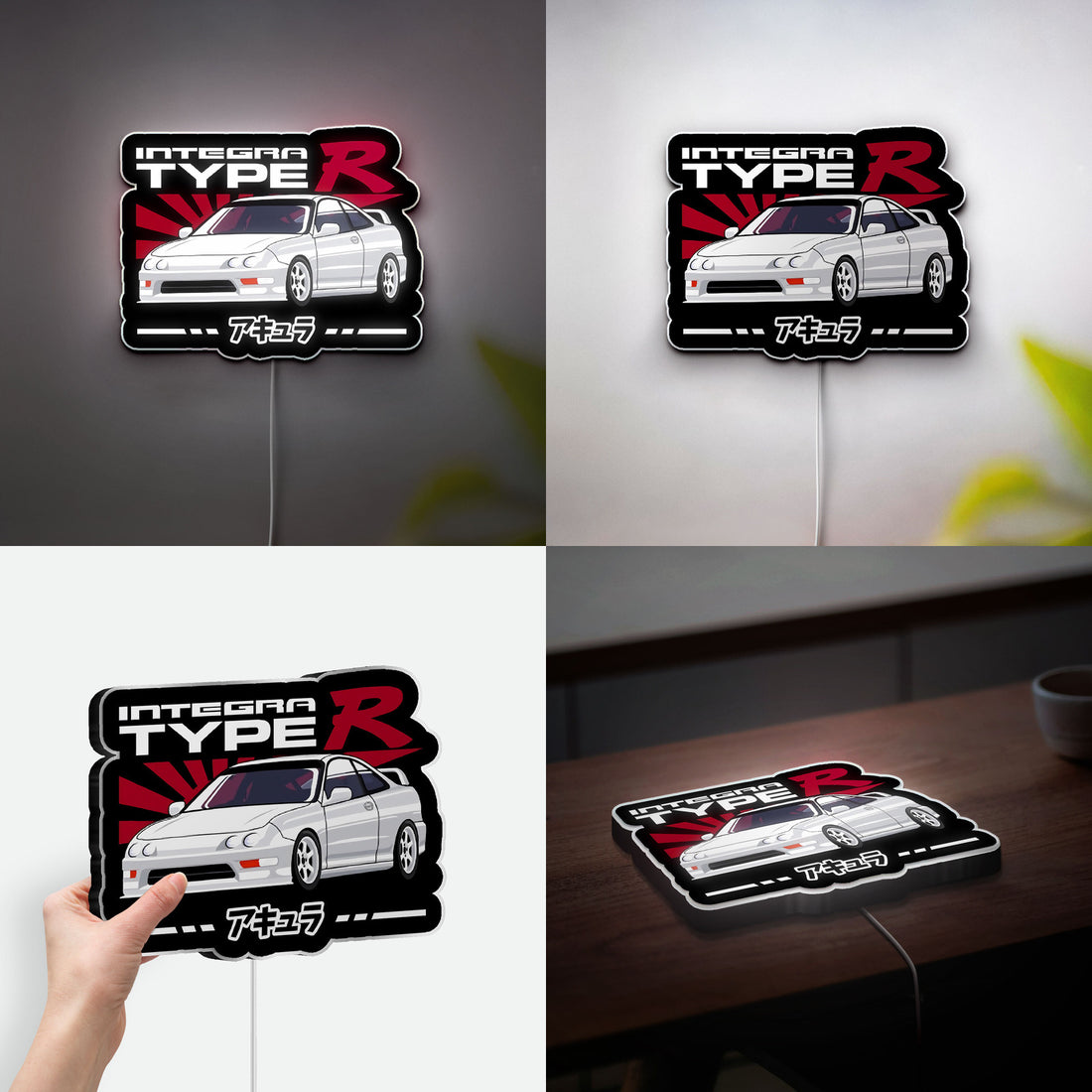 Acura Integra Type R 3D Light Box - JDM Car Enthusiast LED Night Light, Japanese Automotive Decor for Racing Fans 