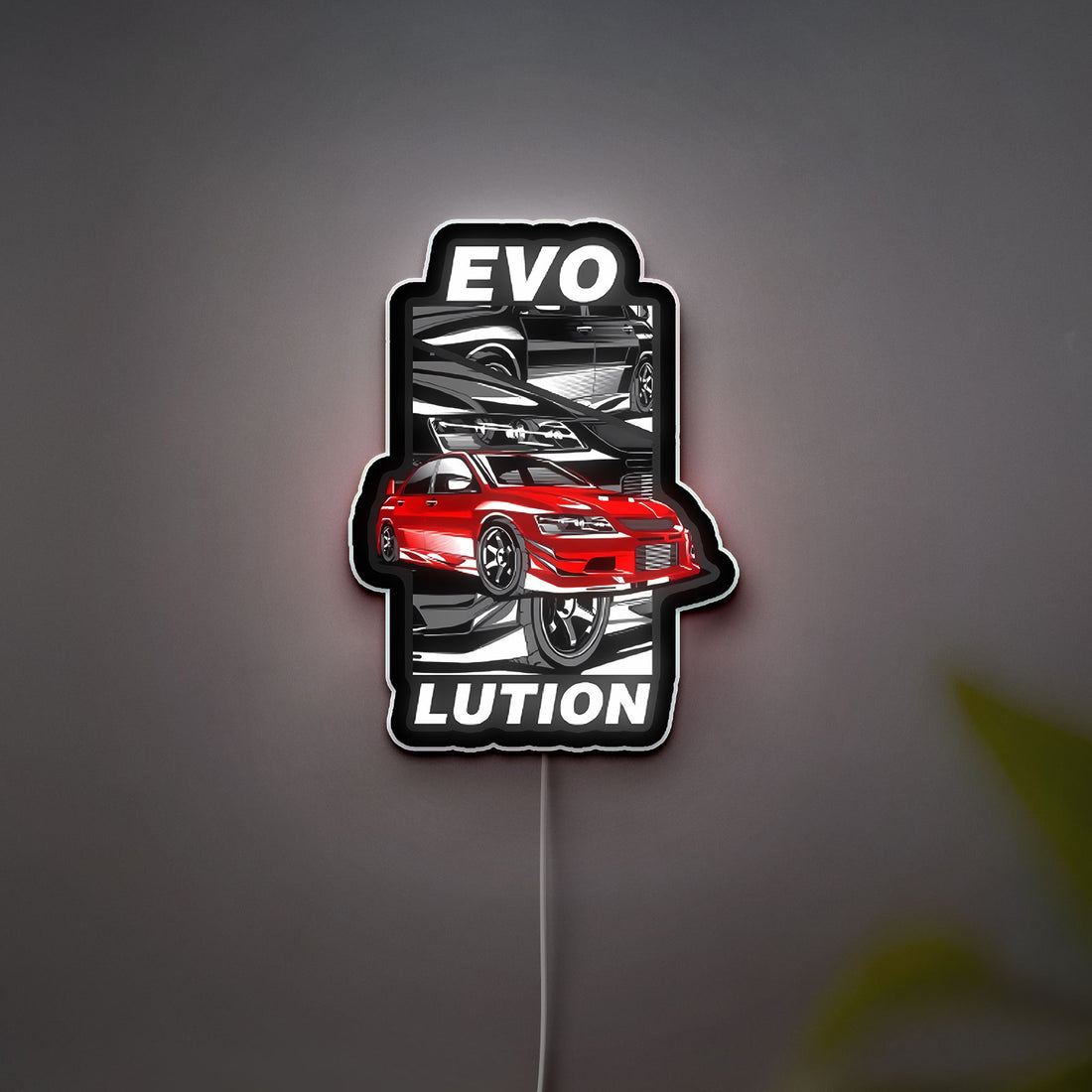 Mitsubishi Lancer Evolution 3D Light Box - Car Enthusiast LED Night Light, JDM Car Decor for Automotive Fans
