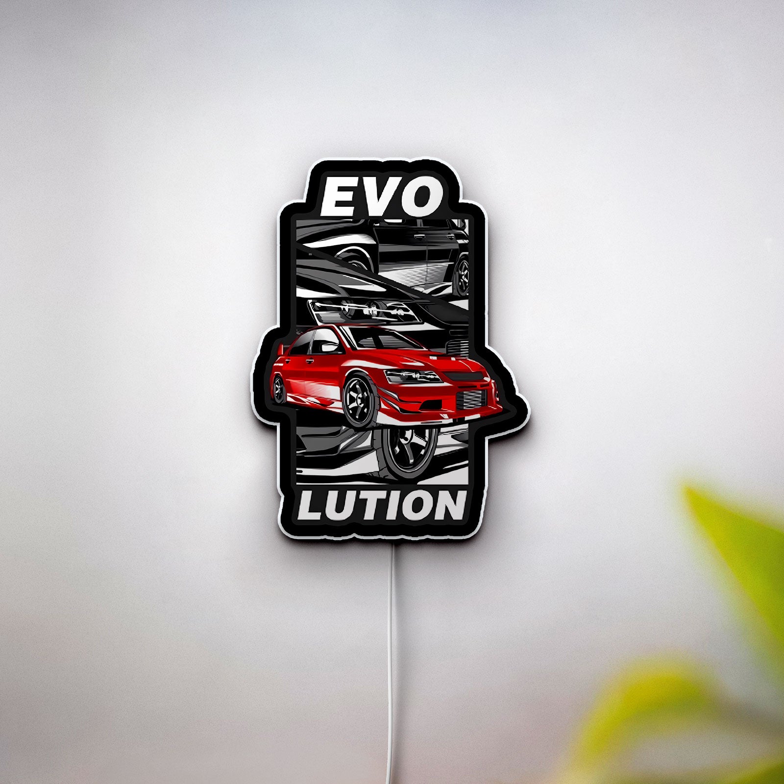 Mitsubishi Lancer Evolution 3D Light Box - Car Enthusiast LED Night Light, JDM Car Decor for Automotive Fans

