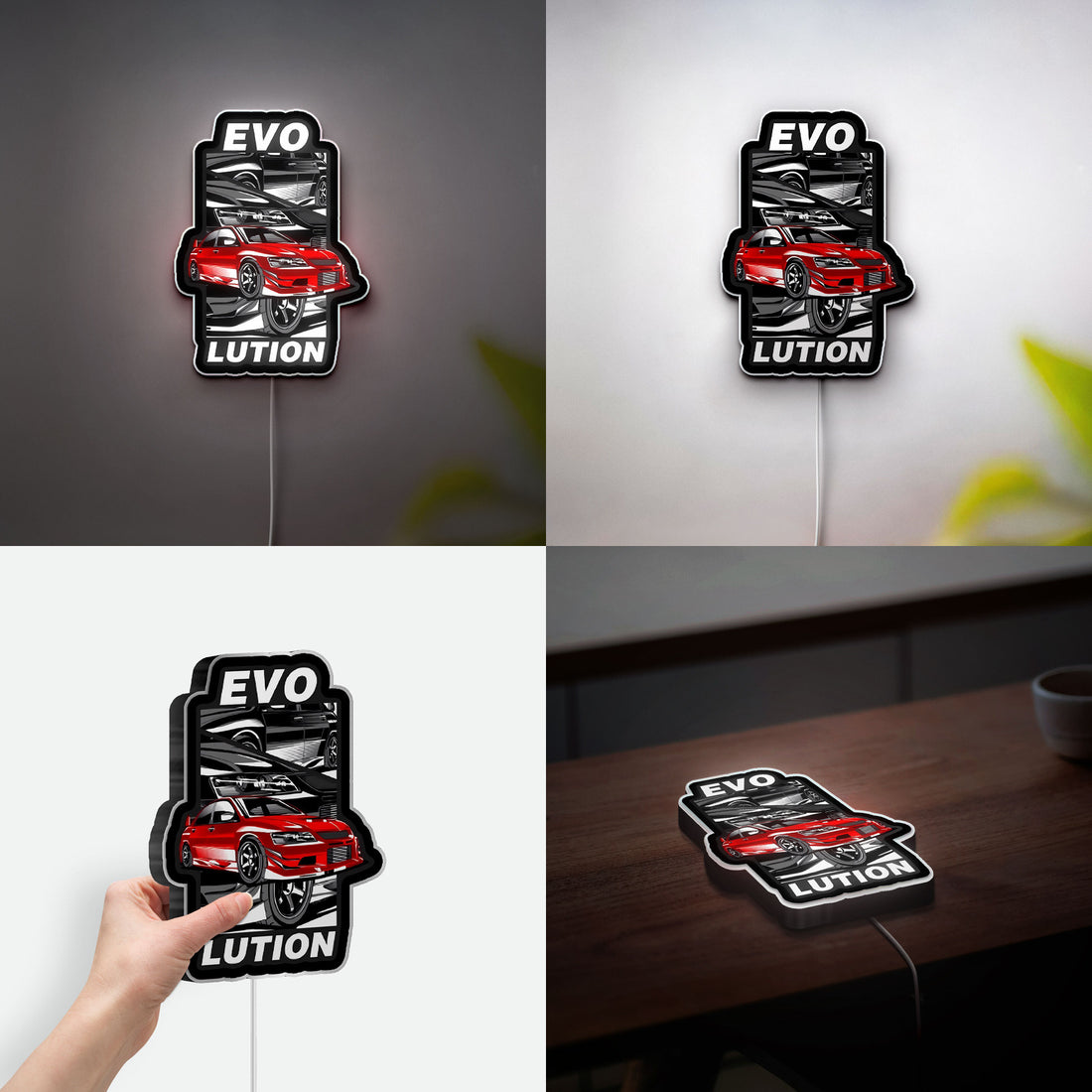 Mitsubishi Lancer Evolution 3D Light Box - Car Enthusiast LED Night Light, JDM Car Decor for Automotive Fans
