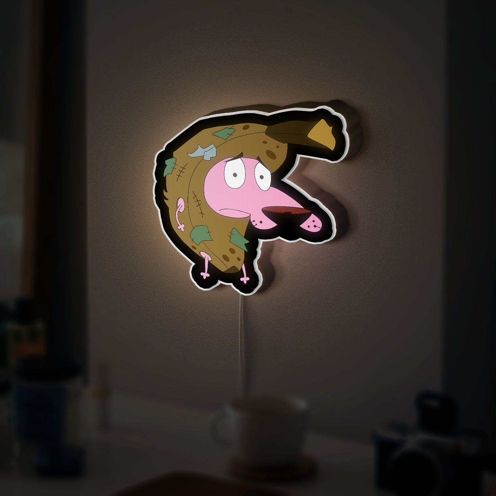 Courage the Cowardly Dog 3D Light Box - Nostalgic Cartoon LED Night Light, Retro TV Show Decor for 90s Animation Fans 