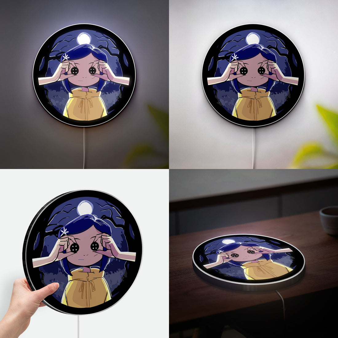 Coraline Inspired 3D Light Box - Creepy Cute LED Night Light, Movie Themed Room Decor for Gothic & Anime Fans