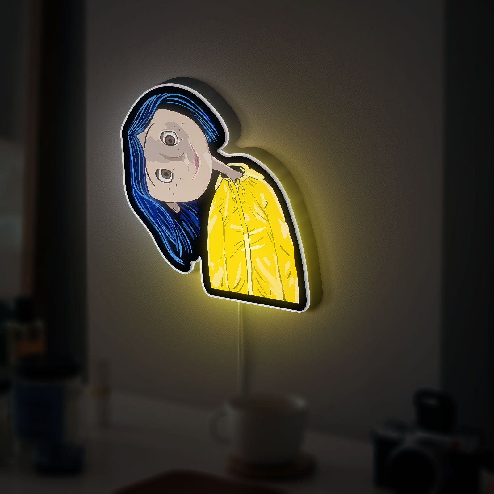 Coraline Inspired 3D Light Box - Creepy Cute LED Night Light, Movie Themed Decor for Gothic & Anime Fans