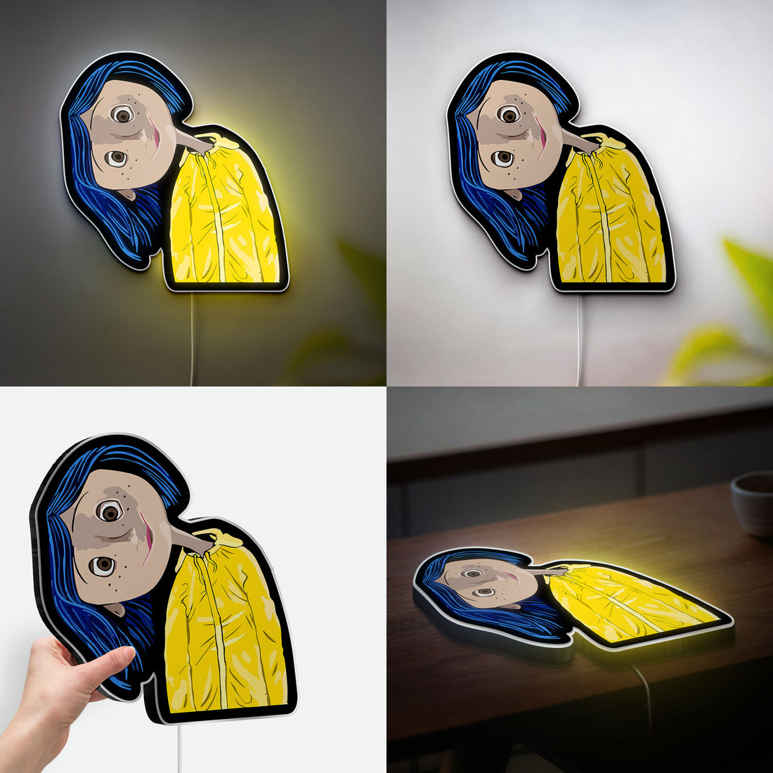 Coraline Inspired 3D Light Box - Creepy Cute LED Night Light, Movie Themed Decor for Gothic & Anime Fans
