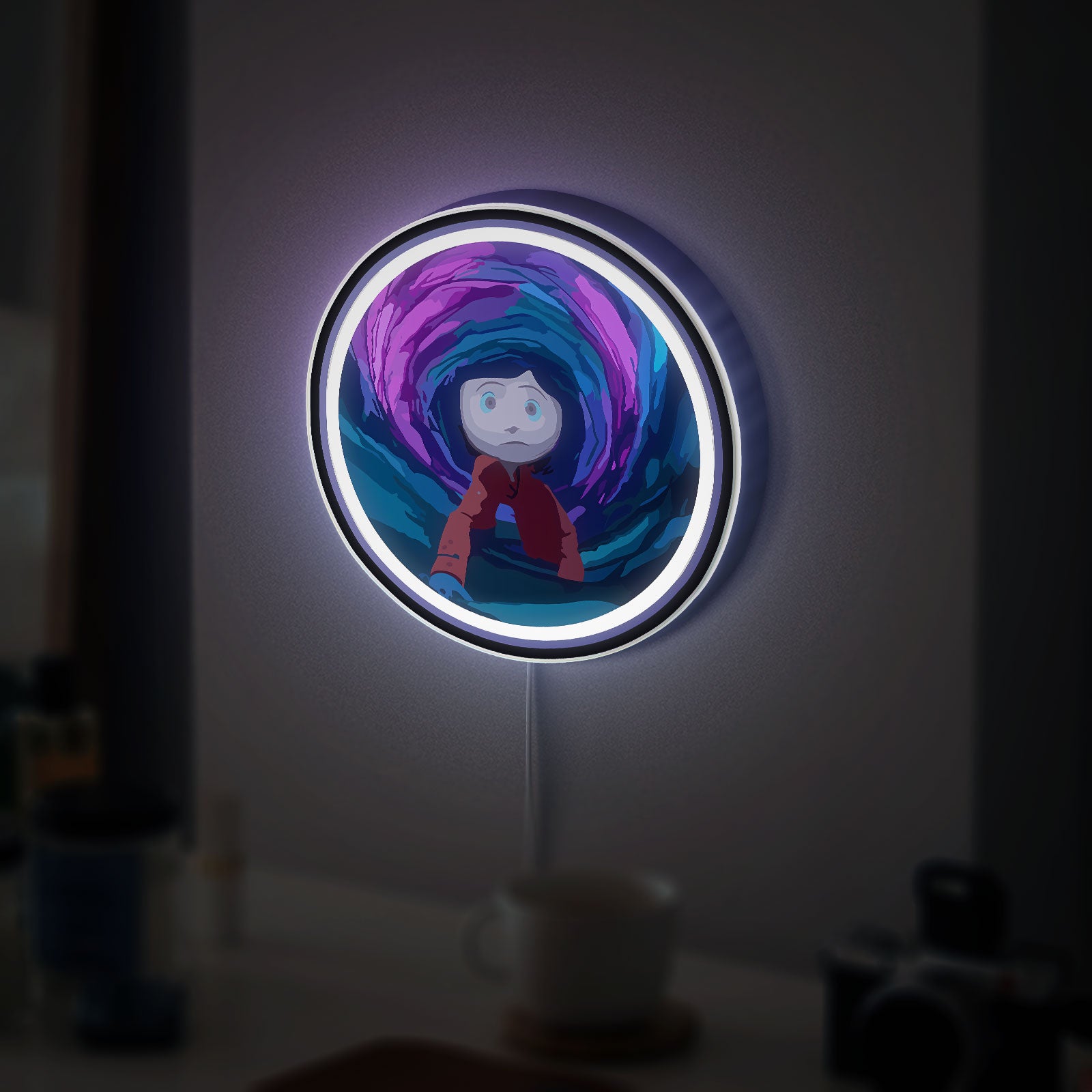 Coraline Inspired 3D Light Box - Creepy Cute LED Night Light, Movie Themed Decor for Gothic Kids Room & Tim Burton Fans