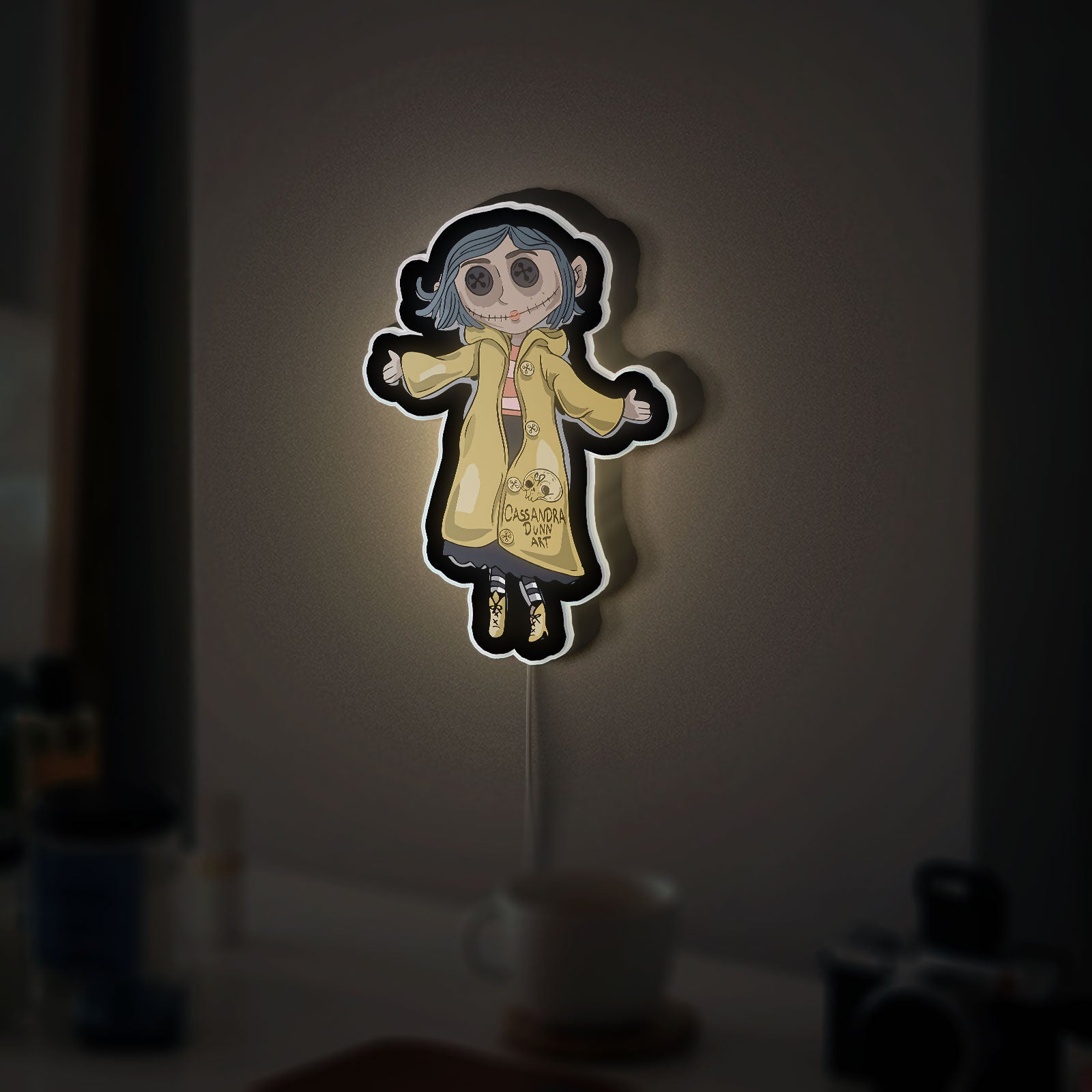 Tim Burton Inspired 3D Light Box - Creepy Cute Coraline LED Night Light, Gothic Cartoon Decor for Movie Fans 