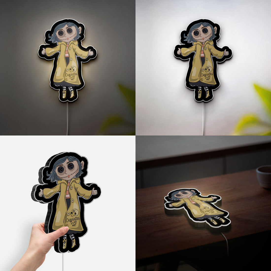 Tim Burton Inspired 3D Light Box - Creepy Cute Coraline LED Night Light, Gothic Cartoon Decor for Movie Fans 