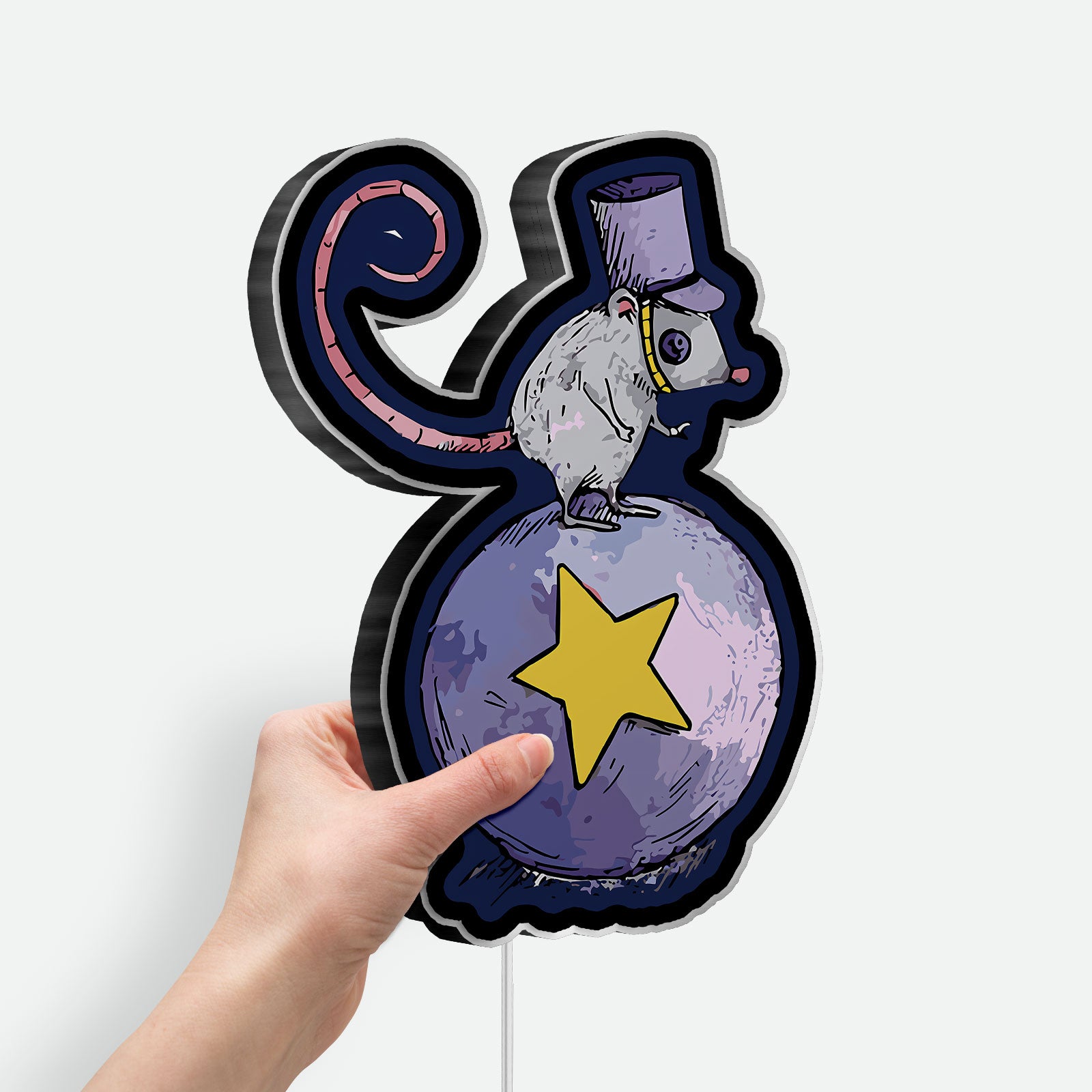Coraline Inspired 3D Light Box - Creepy Cute Circus Mouse LED Night Light, Neil Gaiman Themed Decor for Gothic Kids Room 