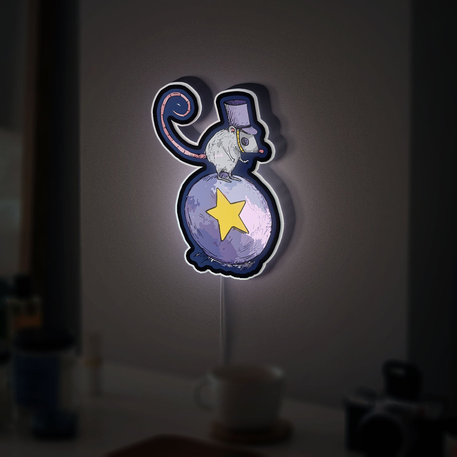 Coraline Inspired 3D Light Box - Creepy Cute Circus Mouse LED Night Light, Neil Gaiman Themed Decor for Gothic Kids Room 