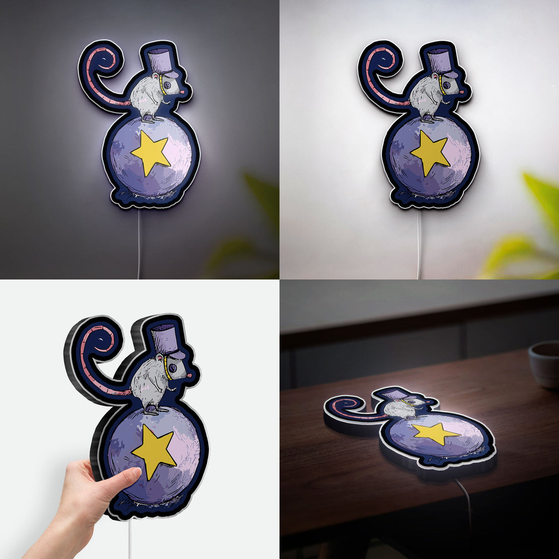 Coraline Inspired 3D Light Box - Creepy Cute Circus Mouse LED Night Light, Neil Gaiman Themed Decor for Gothic Kids Room 