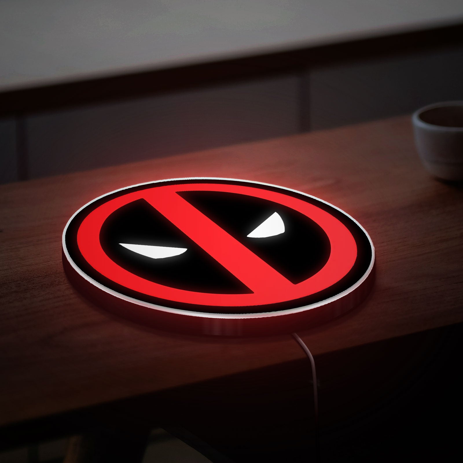 Deadpool Logo 3D Light Box - Marvel Superhero LED Night Light, Cool Comic Art Decor for Fans, Unique Superhero Gift for Men 