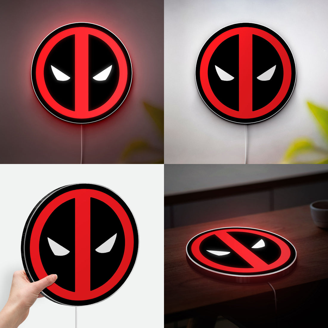 Deadpool Logo 3D Light Box - Marvel Superhero LED Night Light, Cool Comic Art Decor for Fans, Unique Superhero Gift for Men 