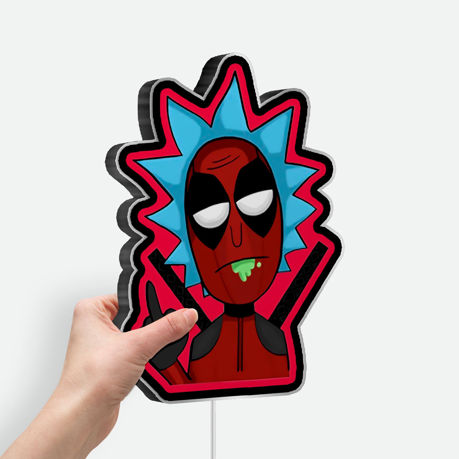 Deadpool & Rick Crossover 3D Light Box - Marvel Comics LED Night Light, Superhero Room Decor for Fans, Funny Gift for Rick & Morty Lovers
