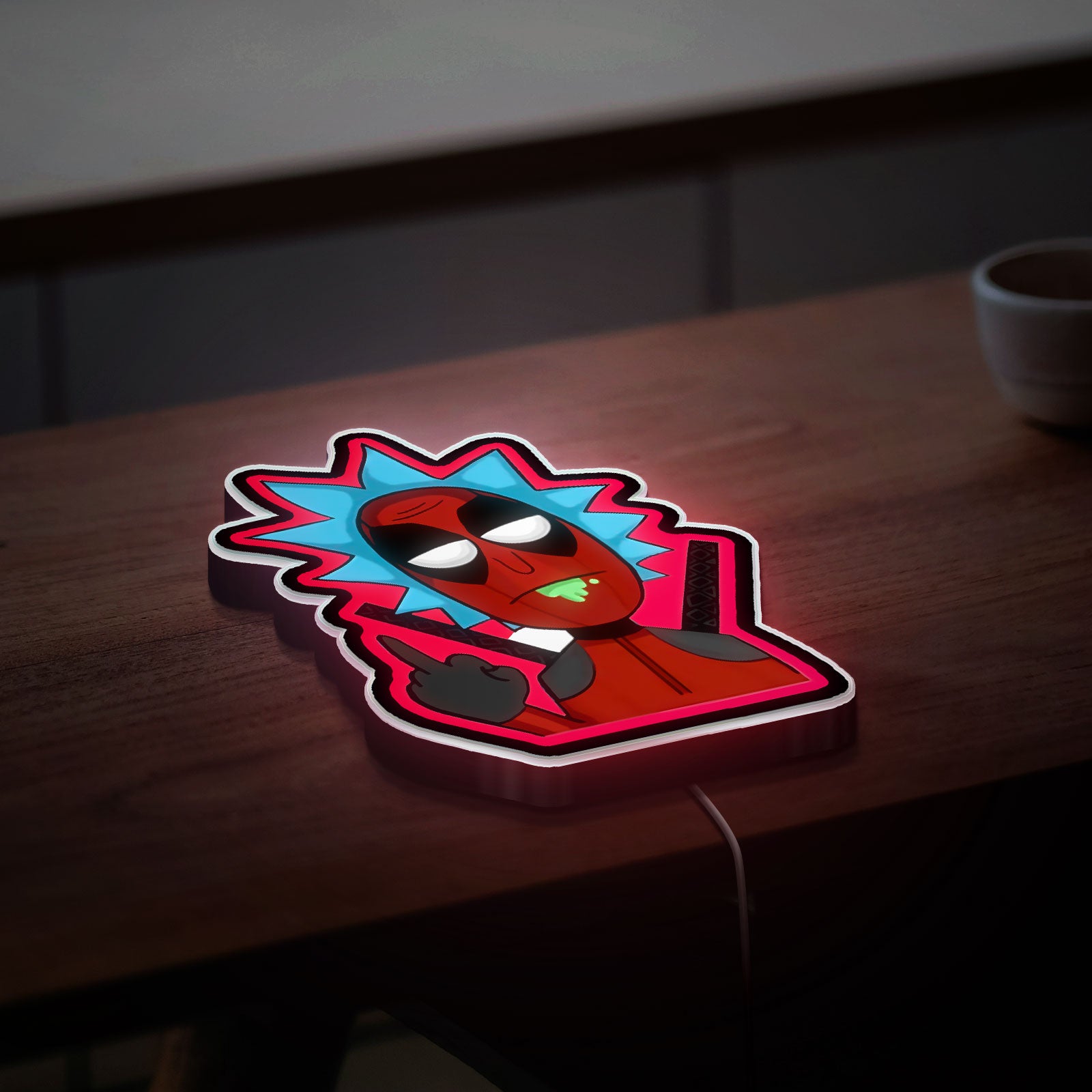 Deadpool & Rick Crossover 3D Light Box - Marvel Comics LED Night Light, Superhero Room Decor for Fans, Funny Gift for Rick & Morty Lovers
